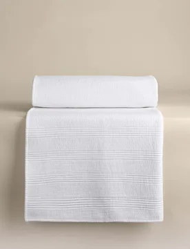 Cotton Rich Ribbed Bedspread with Linen White - M&S - FashionsVida