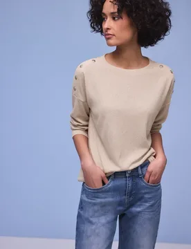 Shirt mit Knopfdetail female Beige - Street One - FashionsVida