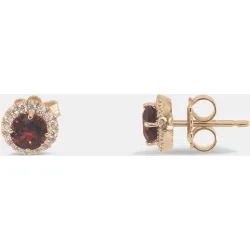 Pendientes de oro, diamantes y rodolita