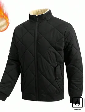 Abrigo de invierno con cuello alto, forro térmico y mangas raglán para hombres de talla grande. Chaqueta de invierno con cremallera para hombres de - Shein - FashionsVida