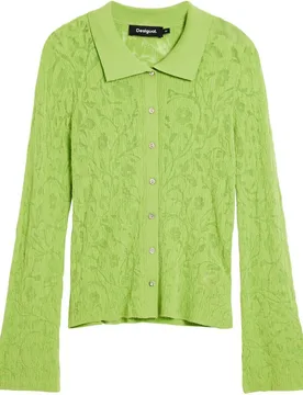 Camiseta de mujer abotonada bordados - Desigual - FashionsVida