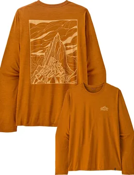 T-shirt respirant - M's L/S Cap Cool Daily Shirt - Cloud Crag Cinnamon Brown Dark X-Dye - Taille S - Marron - Patagonia - FashionsVida