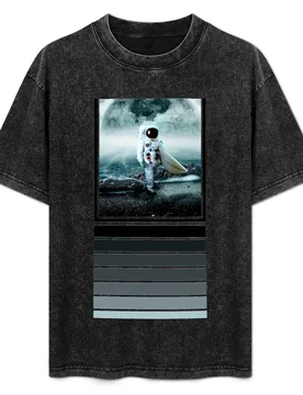 Moon Surfer Astronaut T-Shirt Novelty Print Casual Tee Shirt - Aliexpress - FashionsVida