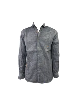 Camicia Lino Collo Francia Blu R00403 - Bob - FashionsVida