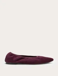 Suede Flat Pointed Toe Ballet Pumps Plum female