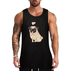 LOVE Fawn Pug Tank Top Work Utility Tank Top Durable Sleeveless Wear