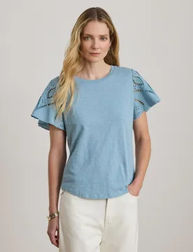 Camiseta de mujer de manga corta con ribete - Lauren Ralph Lauren - FashionsVida
