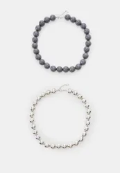 Set mit 2 Kugelhalsketten Grau OS