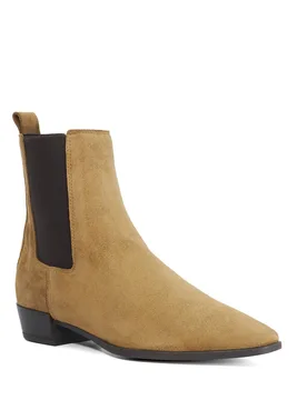 Womens Ladies Parkas - Chisel Toe Low Heel Chelsea Boots - Taupe Leather - Size Uk 6 - Dune london - FashionsVida
