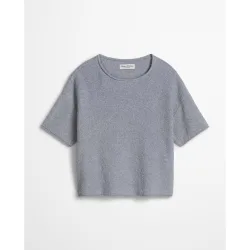 Camiseta de mujer de manga corta oversize de hilo bouclé