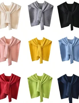 Pieza Chal de mujer tejido con hilo de núcleo, cárdigan envolvente de unicolor, bufanda ligera de verano para atar al cuello, accesorio para primave - Shein - FashionsVida