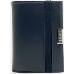 Cartera de piel con monedero interior y elástico exterior en