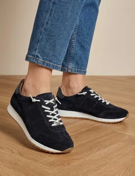 Alenya Suede Leather Lace Up Trainers Navy female - Jones Bootmaker - FashionsVida