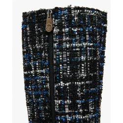 Botas de mujer con tacón de tejido efecto tweed