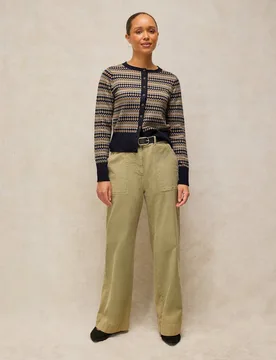 Pure Cotton Fair Isle Cardigan Navy Mix female - White stuff - FashionsVida