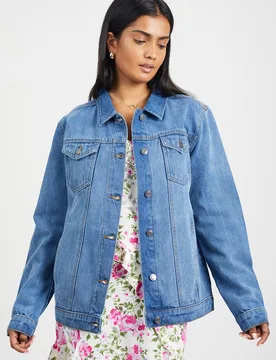 Oversized Denim Womens Jacket - - Size: 8 - Brave soul - FashionsVida