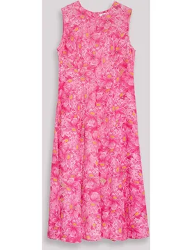 Vestido midi recto con bordado ornamental y sin mangas - Niza - FashionsVida