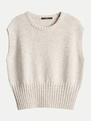 Stricktop Tuvalen aus Bändchengarn Beige 36
