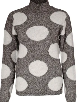 Womens Polka Dot Jumper - Grey - Size 14 Uk - Love Knitwear - FashionsVida