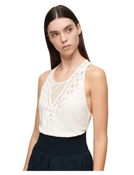 Maglietta Senza Maniche Lace Off White XL - Superdry - FashionsVida