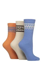 Women's 3 Pair Fair Isle Patterned Boot Socks Crisp Winter 4-8 - Assorted - Size: Small