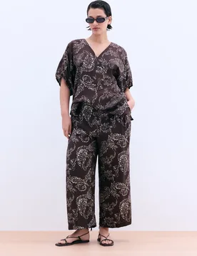 Pantalón de mujer fluido con estampado de cachemir - Couchel - FashionsVida