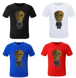 Men's Anime Skull T-Shirt Rhinestones S-6XL Diamond Dress Summer Fashion Streetwear Casual Graphic Tee