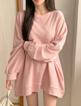 Sudadera holgada de unicolor de longitud media para mujer, ropa de vuelta al colegio en otoño M - Shein - FashionsVida