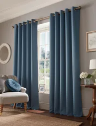 Stephanie Eyelet Blackout Curtains Dark Blue