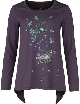 Langarmshirt - Langarmshirt mit Galaxy Butterfly Print - S bis M - für Damen - Größe M - lila - Frauen - female - Full Volume by EMP - FashionsVida