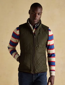 Quilted Gilet Dark Khaki male - Joules - FashionsVida
