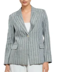 Blazer Donna Gessato in Misto Lino Beige con Righe Elegante 15200075/535
