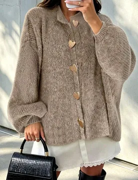 Cárdigan de unicolor versátil y casual para otoño/invierno, elegante y minimalista de moda para el trabajo y el día a día L - Shein - FashionsVida