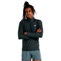Maglietta A Manica Larga Con Mezza Cerniera Space Dye Black 2XL
