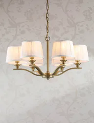 Hemsley 6 Light Pleated Silk Chandelier Antique Brass