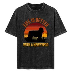 Life Is Better With A Newfypoo Vintage Country Dog Gift T-Shirt Creative Graphic Tee Shirt