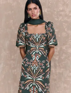 Top de mujer estampado con mangas abullonadas - MIPHAI - FashionsVida