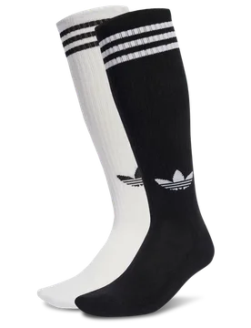 Stripes Knee Socks 2 Pairs Unisex Socks - White - Size 4.5-5.5 - Poly (Polyester) - White - Size: 4.5-5.5 - Adidas - FashionsVida