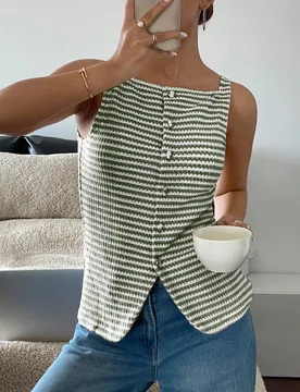 Camisa sin mangas casual para mujer, sencilla y de moda para uso diario S - Shein - FashionsVida
