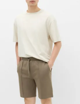 Cotton Rich Ultimate Mid Length Shorts Mocha male - M&S - FashionsVida