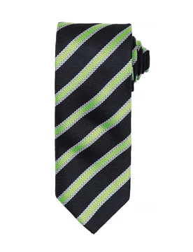 Mens Waffle Stripe Formal Business Tie (Black/lime) - One Size - Premier - FashionsVida