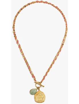 Collar de acero inoxidable corto con medalla decorativa y piedra - Parfois - FashionsVida