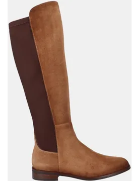 Bota alta plana de mujer en serraje y licra - Viguera - FashionsVida