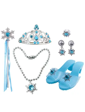 Eisprinzessin Zubehör-Set für Mädchen 6-teilig silberfarben-blau - female - KARNEVAL-MEGASTORE - FashionsVida