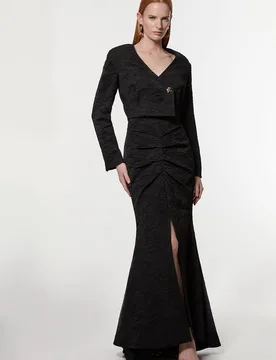 Women's Crinkle Satin Button Front Cropped Tailored Jacket in Black Size: 12 - Black - Size: 12 - Karen millen - FashionsVida
