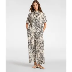 Pantalones de mujer estampados ajuste ancho con banda elástica en la cintura