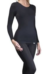 Pack Black Long Sleeved 0.39 Tog Thermal Vest Ladies Large/Extra Large - - Black - Size: Large