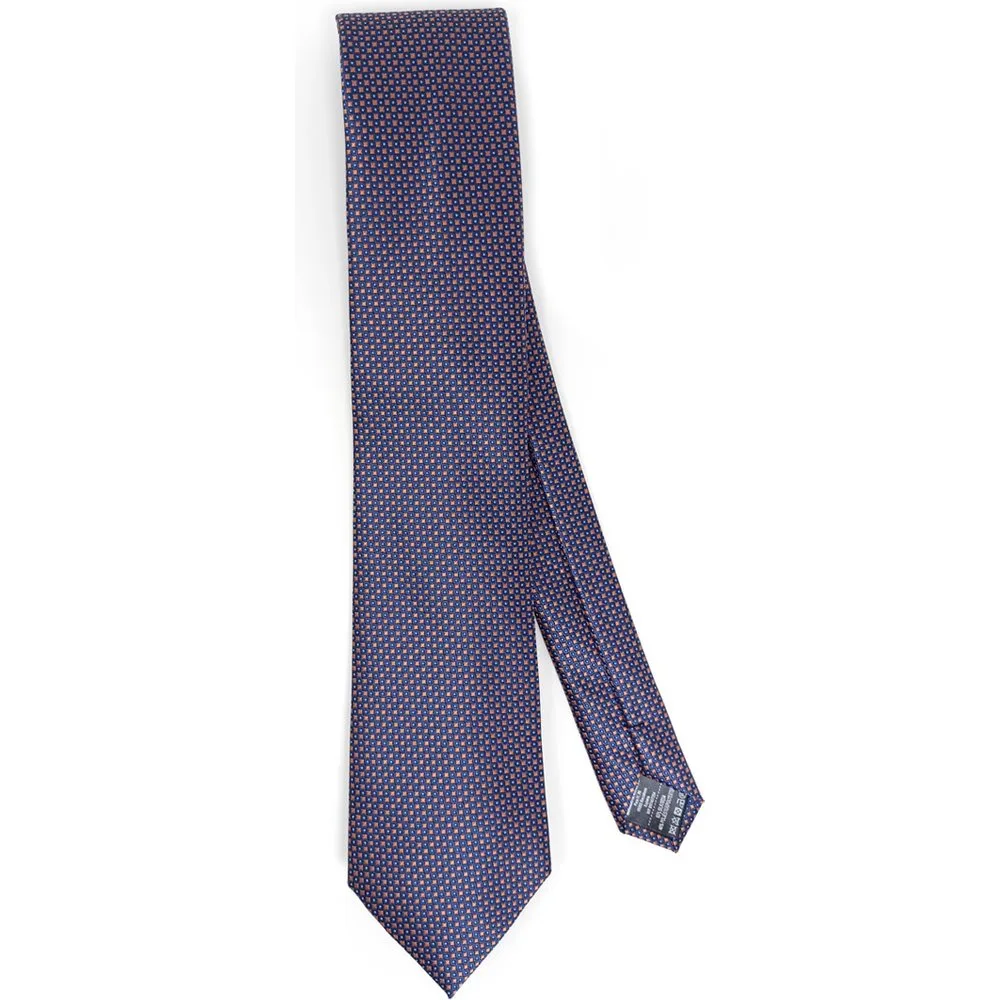 Corbata de seda natural y poliéster en estampado geométrico - Pertegaz - FashionsVida