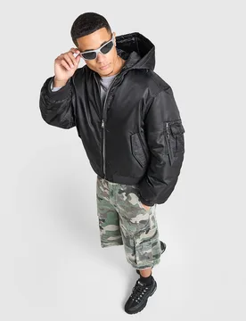 Mens River Bomber Jacket - Nero, nero nero Uomo taglia XL - Supply & Demand - FashionsVida