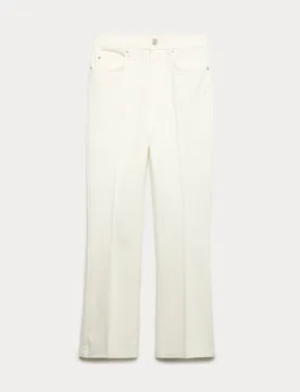High Waisted Kickflare Cropped Jeans Soft White female - M&S - FashionsVida